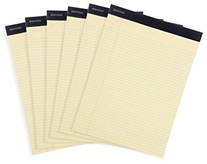 Mintra Office Canary Legal Pads - With Micro-perforated sheets, Smooth-lined paper, Ideal for Office Tasks, Assignments or Notes, Meetings, and Journaling, 6 pack Narrow Ruled, Basic Pad, 8.5x11