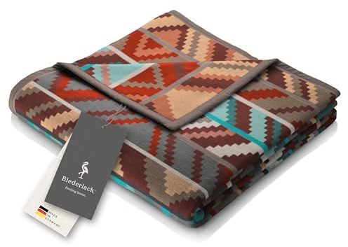 biederlack® Flauschige Kuscheldecke Ethno Prisma, Couchdecke in 150x200 cm | Made in Germany , Wohndecke aus Baumwoll-Mischgewebe, Sofadecke im Ethno-Stil, OEKO-TEX Made in Green, bunte Tagesdecke