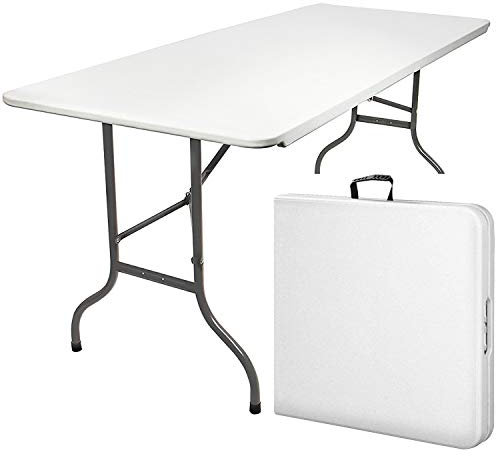 MaxxGarden Table Pliante – Table de Jardin en Plastique – Tables de Pique-Nique 180 x 70 x 74 cm – Table Intérieur et Extérieur – Table Pliable pour la Terrasse, Le Camping, la Plage – Blanc