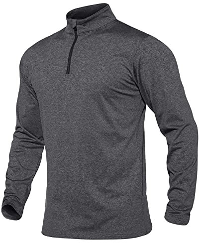 MAGCOMSEN Mens Long Sleeve Casual Slim Fit 1/4 Zip Neck Polo Shirt Men Lightweight Running Top T-Shirts Gym Jogging Shirts Breathable Sweatshirt Warm Basic Shirt Casual Tops Blue