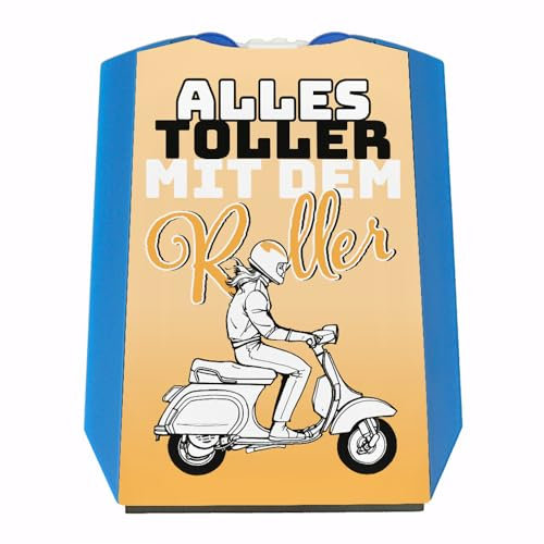 speecheese Alles toller mit dem Roller Parkscheibe in orange mit Rollerfahrerin Eiskratzer Wasserabstreifer und Einkaufswagen-Chips Roller parken Scooter Parkplatz Führerschein