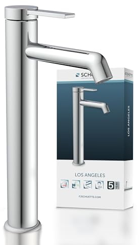 SCHÜTTE Waschtischarmatur für Aufsatzwaschbecken LOS ANGELES 33110, Wasserhahn Bad hoher Auslauf, hohe Armatur Badezimmer, Einhebelmischer Bad Auslauf Höhe 225 mm, Mischbatterie Waschbecken, Chrom