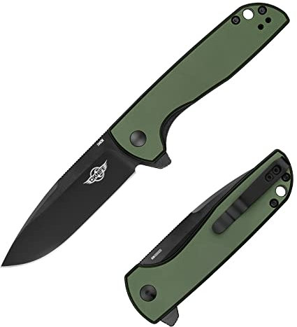 OKNIFE Freeze 2 Cuchillo Plegable de Acero Inoxidable Navaja de Bolsillo Hoja con Punta Mango de Aluminio Verde Navaja de Bolsillo con Bloqueo de Seguridad Ideal para Acampar, Picnic, Caza Hombre