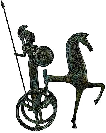 Skulptur, Wagen der Göttin Athena Minerva, aus echtem Bronze, Metall
