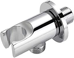 AKAZI Duschkopfhalter aus Messing, Handbrausehalterung, Wandmontage, Duschhalterung, runder Duschhalter, G1/2-Schnittstelle, Chrom (Chrome) (Schwarz)