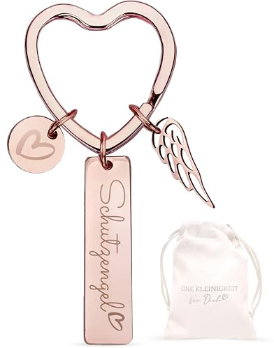 LOViLEE Schutzengel Roségold – Schlüsselanhänger Glücksbringer inkl. Geschenkbeutel – Schutzengel Geschenk Freundin Geburtstag, Führerschein bestanden Geschenk, Schutzengel Auto