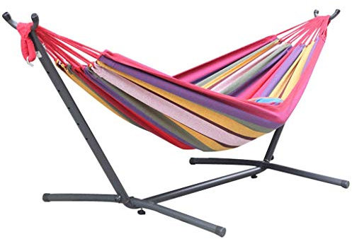Recreación Plegable Doble Hamaca Soporte Desmontable Montado Columpio Soporte Ahorro De Espacio, para Interior Exterior Portátil Camping Silla Reclinable Regalos para Excursionistas