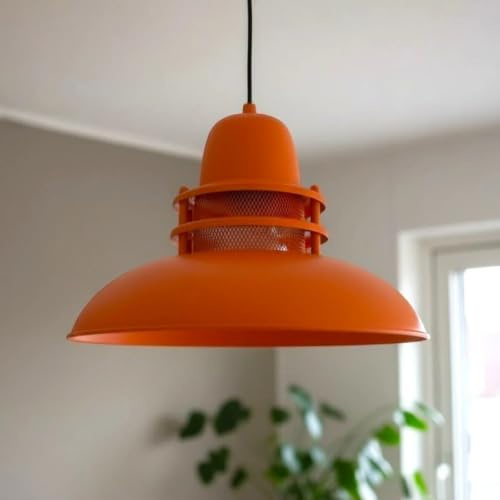 bamyum Torch Hängelampe Ø34 cm, Pendelleuchte Moderne, Industrial aus Metall E27, Wohnzimmerlampe Hängend, Esstisch, Küchenlampe, Orange