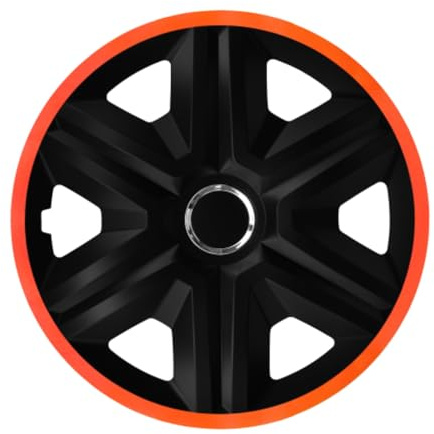 Luckyberg Radkappen 15 Zoll Fast Lux | Radzierblenden 4er-Set für die meisten Automarken und Stahlfelgen, Zierkappen in vielen Farben. Felgenabdeckung für Autofelgen. (15 - ORANGE)