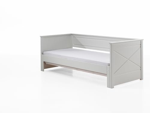 möbelando Funktionsbett >Pino< in Weiß - 209,4x80,1x100,3 (BxHxT)