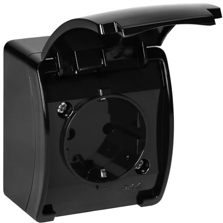Miratic Presa Muro Presa da Esterno Impermeabile Presa Schuko Esterna da Muro IP44 (nero)