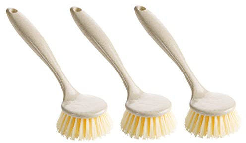 LALAFINA 3stücke Teiliges Küchenbürste Mit Langem Griff Effektive Reinigungsbürste Für Töpfe Pfannen Und Spülen Beige Für Täglichen Gebrauch Küche Und Bad