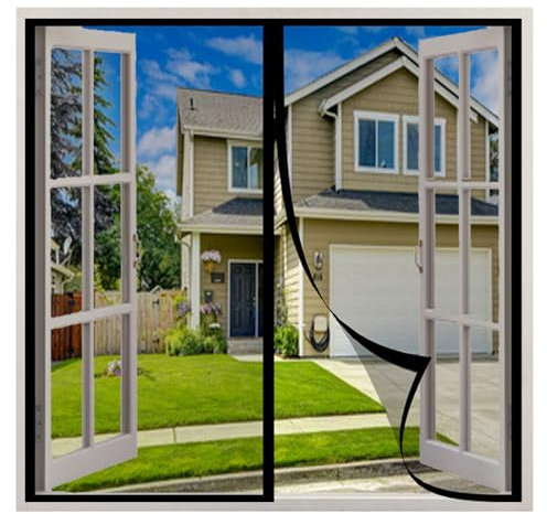 SYC Magnet Fliegengitter Fenster,Insektenschutz Magnetfenster Fliegenvorhang Moskitonetz,Automatisches Schließen,für BalkonFenster Wohnzimmer- Black-b|| 130x235cm(51x93inch)