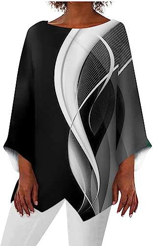 Tunique Longue Chemisier Femme Chic Et Élégant - Grande Taille Mode Imprimé T-Shirt Chemise Coton Boheme