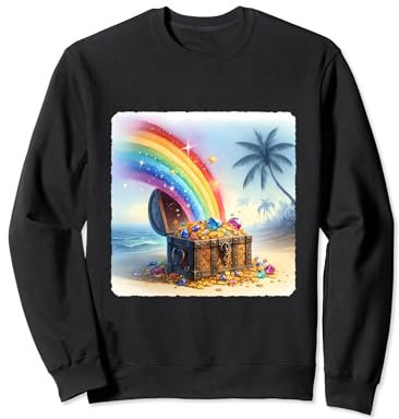 Regenbogen taucht aus der Schmucktruhe am Strand auf. Schatz Sweatshirt