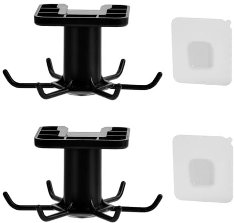 360°Cuisine Supports Rotatifs,2 Pièces Porte Ustensiles Cuisine Barre Cuisine Ustensile Upport Ustensiles Cuisine avec 6 Crochets Auto-Adhésif Porte Ustensiles pour Cuisine, Bains, Maison