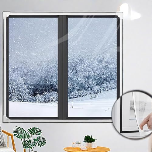 Kit de Aislamiento Magnético para Ventana, Película Transparente Antiviento para Ventanas Cubierta de La Ventana de Plástico,Prueba de Viento y Polvo
