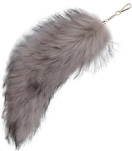 Fuchsschwanz Anhänger 40cm Faux fuchsschwanz Flauschigen Anhänger Fell Schwanz Keychain Kleine Tier Schwanz Keychain Extra Groß Schlüsselring Auto Schlüsselketten Anhänger Weich Flaumig Dekoration
