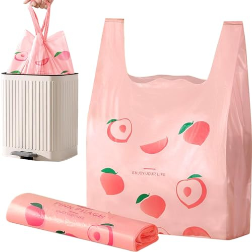 Müllbeutel, stark, auslaufsicher, duftend, dick, für Badezimmer, Büro, Küche, kleiner Mülleimer, Müllbeutel, Müllbeutel mit Griff, 15 l (50 Stück)