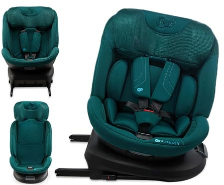 Kinderkraft XPEDITION3 I-SIZE 40-150 cm, Seggiolino auto 0-36 kg, 360 girevole, Isofix Base, Reclinabile Posizione sdraiata, Poggiatesta regolabile, Gruppo 0 1 2 3, SPS+, H-GUARD+, Verde