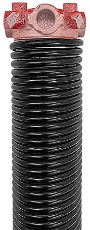 KaiMinDogz Right Hand Wind (Red Cone) 2 Garage Door Torsion Spring with Non-Slip Winding Bars & Gloves, Electrophoresis Black Coated, for Replacement, MIN 16,000 Cycles (0.250x2x30)