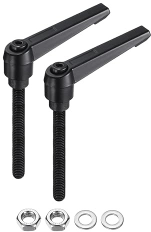 QUARKZMAN 2 Stück Klemmhebel Griff M8 x 60mm mit Muttern Unterlegscheiben, Außengewinde Klemmschraube Knöpfe Kohlenstoffstahl Verstellbarer Klemmhebelgriffe für Werkzeugmaschinen, Schwarz