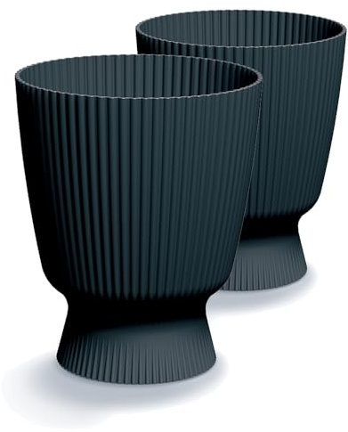Tymar Blumentopf, Übertopf, 2er-Pack, Runde Form (DBMIS Anthrazit, ø 22 cm)