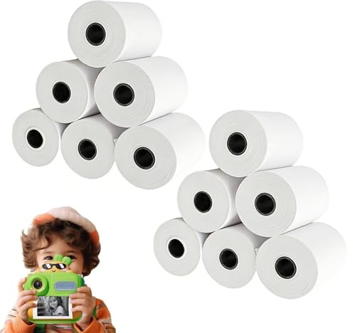12 Rollen Kinderkamera-Druckpapier, Nachfüllpackung, Thermopapierrollen, Kinderkamera-Papierrolle für die meisten Kinder-Sofortbildkameras.