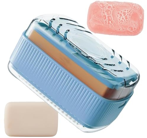 Porta jabón - Portajabón con Esponja y Tapa - Dispensador Espumante Estuche Portátil para Baño Acampadas Cocina Exterior