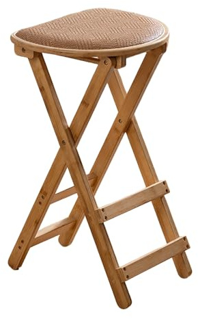 Sgabelli da Bar Pieghevole Imbottito, Sedie Pieghevoli con Cuscino in Rattan, Nessun Montaggio, per Cucina, Appartamento, Isola Esterna(Beige,Large)