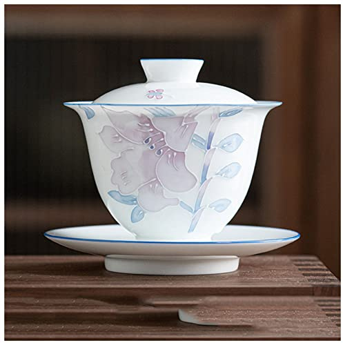 Soupière à thé en Porcelaine de Jade Blanche Peinte à la Main, 175 ML, Tasses GaiWan Sancai, élégante décoration de Bureau, Cadeau d'anniversaire pour Femme