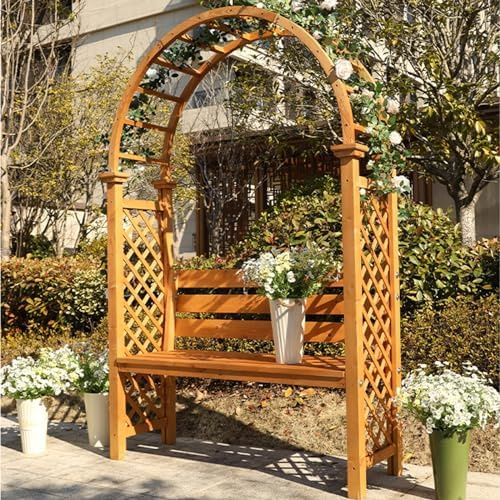 Banc de jardin en bois avec dôme en arche pour terrasse extérieure, support idéal pour plantes grimpantes et plantes grimpantes
