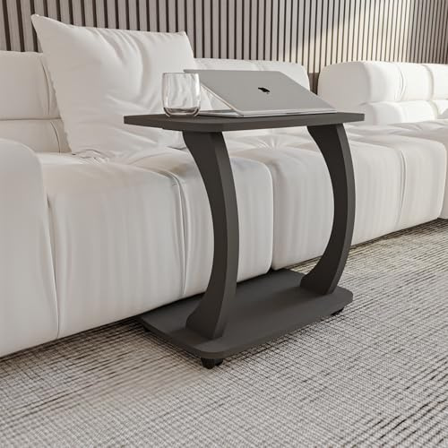 sugodesign Beistelltisch Couch, mit Rollen, Laptoptisch für Couch, Kleiner Wohnzimmertisch, Sofatisch in stylischer Anthrazit Optik, Kleiner Couchtisch fürs Wohnzimmer, Side Table, Arasta