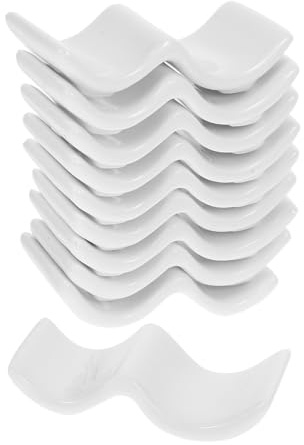 iplusmile 10 Pezzi Poggia Posate in Porcellana Bianca Supporto Decorativo per Bacchette Forchette e Cucchiai Antiscivolo per Tavola da Pranzo Accessorio Cucina Multifunzionale | Ristorante e Casa, Adatto a Bacchette e Utensili, Aiuta a Evitare Rotolamento Sul Tavolo