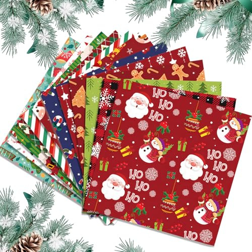 Tadpolez 24 Bögen Doppelseitiges Weihnachten Scrapbook Papier Set ,30x30cm Designpapier & Motivpapier für Scrapbooking, Basteln, Origami, Kartenherstellung, DIY Geschenke & Weihnachtsdeko