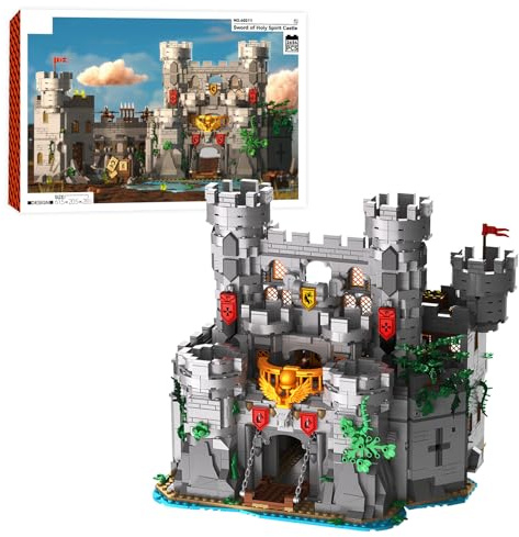 MikaBrical 2 in 1 Mittelalter Ritterburg Klemmbausteine, 2484 Teile | Burg Bausteine Set, Castle Modular Building für Erwachsene