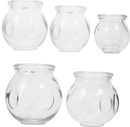 WEKAMOS Ventouses en Verre Épaissies et Aspiration Puissante Lot de 5 Structure Simple pour Massage à Ventouse pour Utilisation à Domicile