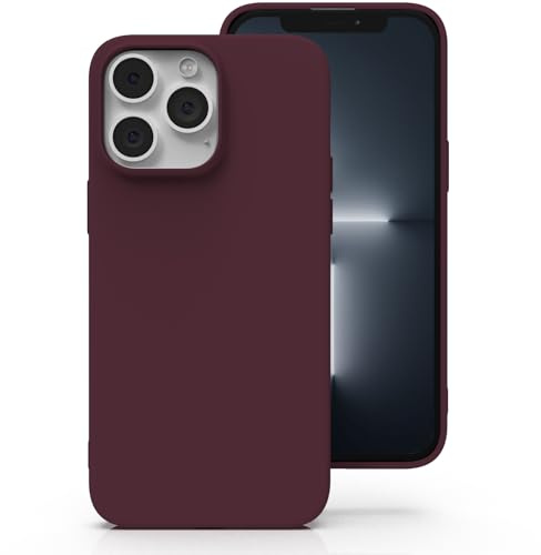 Zuvirelx Silicone Case for iPhone 13 Pro, Soft Grip, Thin, Minimalist, Shockproof, Non-Slip, Pocket-Friendly - Burgundy