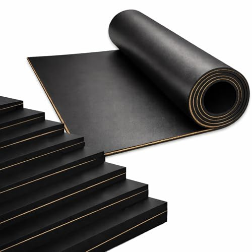 Suelo de Goma SBR con Tela Intermedia en Rollo, Caucho Negro Antideslizante, 140 cm Ancho x 1-10 m Largo x 2-10 mm Grosor, Revestimiento Industrial Flexible para Garaje, Vehículos y Áreas de Trabajo