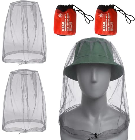 2 Stück mit Tragetasche,Moskitonetz Kopf, Mückennetz Kopf, Hut mit Moskitonetz, Mückenschutz Kleidung für Angeln und Bienenschutz, Insektenschutz Kleidung Ideal für Camping und Gartenarbeit