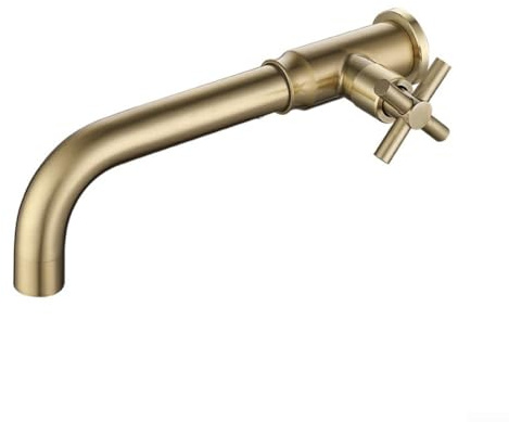 Grifo de fregadero montado en la pared, mezclador de agua fría SUS304, acero inoxidable, grifo de jardín al aire libre, boquilla de lavabo G1/2, fijación moderna, oro negro oro rosa (dorado)