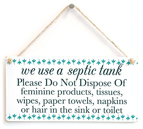 Septic Tank Disposal Rules Sign, Blue Border Bathroom Notice | Blue septic disposal notice