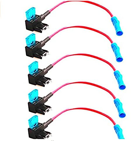 Keenso Kfz Sicherung Adapter-Set, 5 Stück Auto Sicherungsadapter + 5 Stück 15A Flachsicherung Micro Mini / Mini / Standard Blade-Sicherung (Standard)