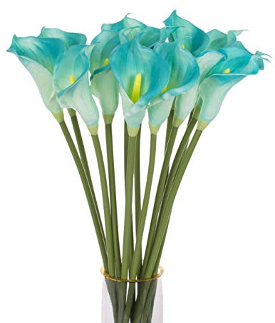 cn-Knight Künstliche Calla-Lilien, 66 cm langer Stiel, künstliche Calla-Lilien, realistische Arum-Lilien für Hochzeit, Brautstrauß, Heimdekoration, Tafelaufsatz, Blau, 10 Stück