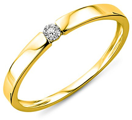Miore Solitär-Verlobungsring aus 14 Karat Gelbgold 585/1000 mit Diamant im Brillantschliff 0,05 ct