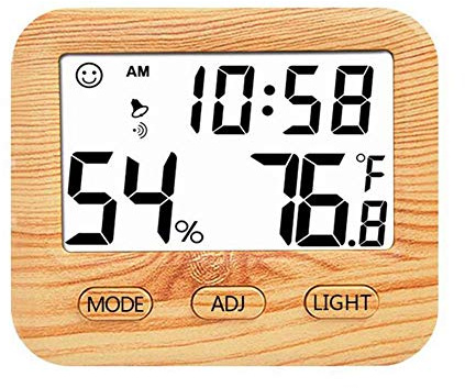 Thermomètre numérique en bois pour intérieur - Thermomètre hygromètre - température et d'humidité - Pour la maison, le bureau, la chambre d'enfant
