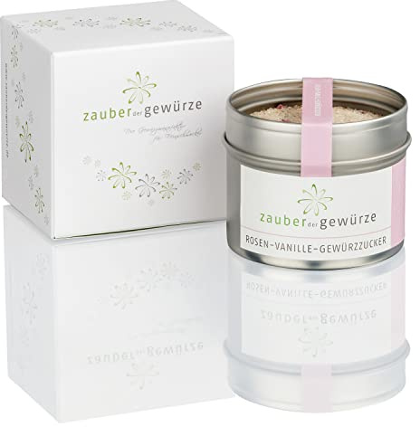 Zauber der Gewürze Rosen-Vanille-Gewüzzucker 1-er Geschenkbox | Gewürze Geschenkset mit einer edlen Zuckermischung in Premiumqualität, als Geschenk für Hobbyköche & Genießer, 100 g