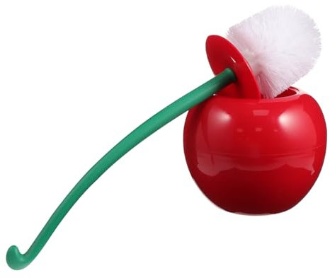 Cherry Shape Toilet Brush Set with Holder: Household Bathroom Cleaning Tool and Base Cute Toilet Brush Cherry Toilet Brush Bathroom Accessories for Deep Clean