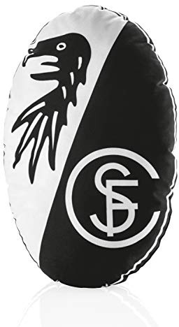 Sportclub Freiburg SC Freiburg Nickikissen - Logo - Kuschelkissen schwarz/weiß, Dekokissen, Kissen - Plus Lesezeichen Wir lieben Fußball