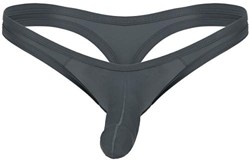 Agoky Herr Jockstrap Sexig Tanga String Mäns Underkläder Låg Midja Bikinibyxor Ouvert Thong Låg Kant Slips Förföriska Erotik Dessous, Mörkgrå, XXL
